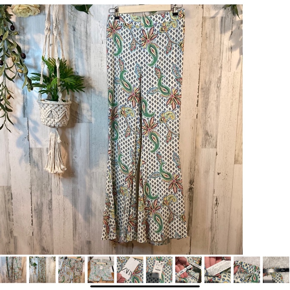 NWT Zara Paisley Print Palazzo Bell bottom pant